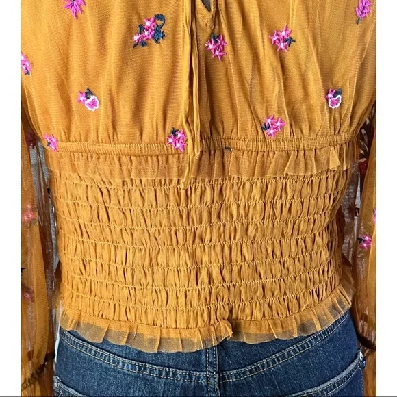 Anthropologie Smocked Tulle Blouse Top MP - Picture 14 of 16